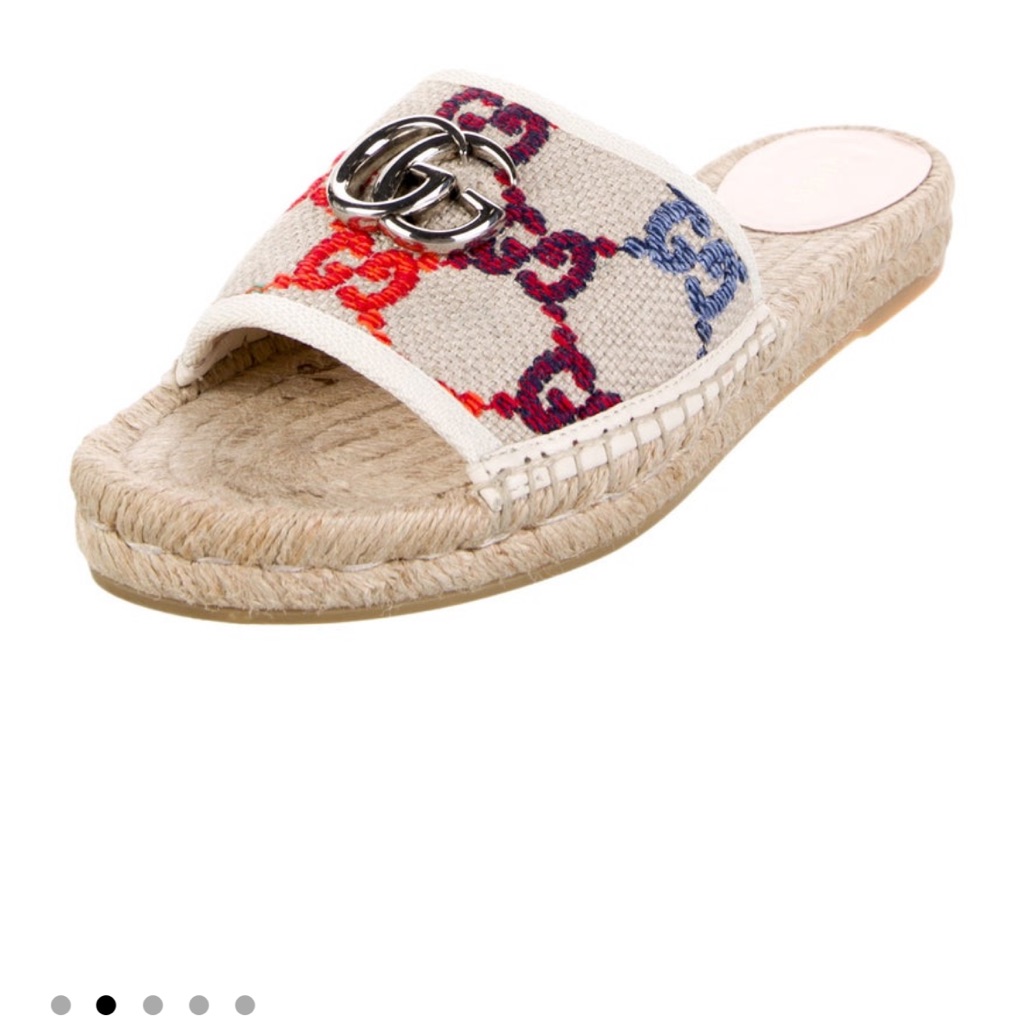 Gucci Running Gg Logo Espadrille Sandals Sz 7